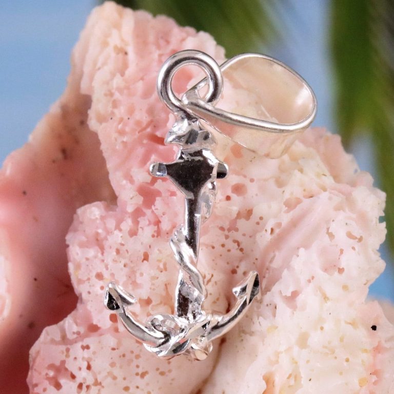 Silver small Anchor pendant, 925 Sterling small anchor charm Diamond ...